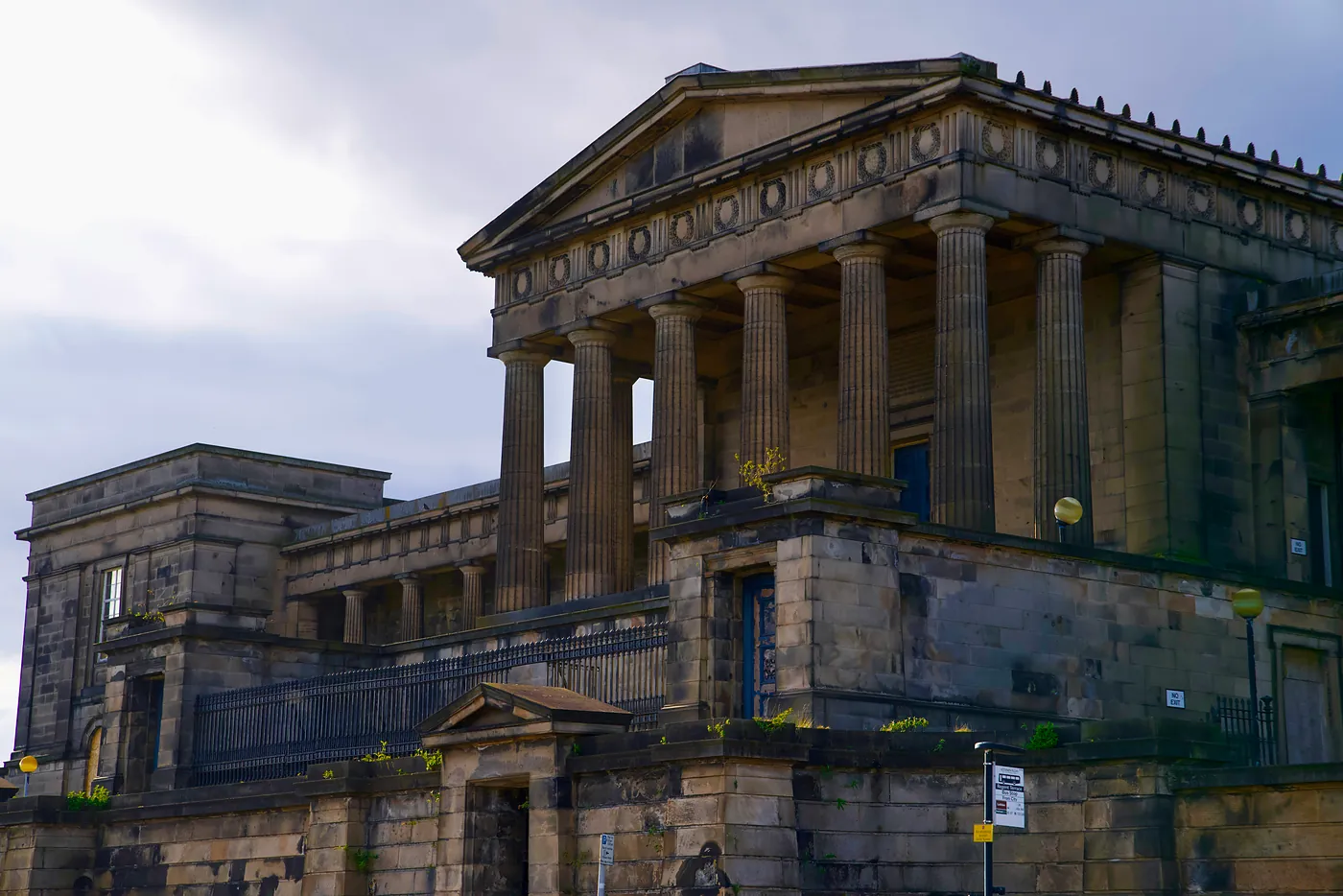 The now derelict Royal Edinburgh Academy at the eastern edge of Calton Hill.