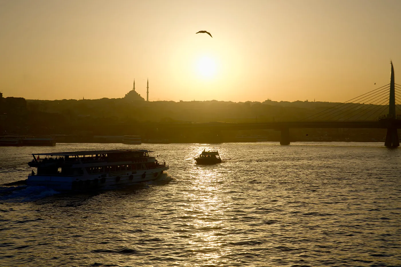 The Golden Horn at a golden hour.