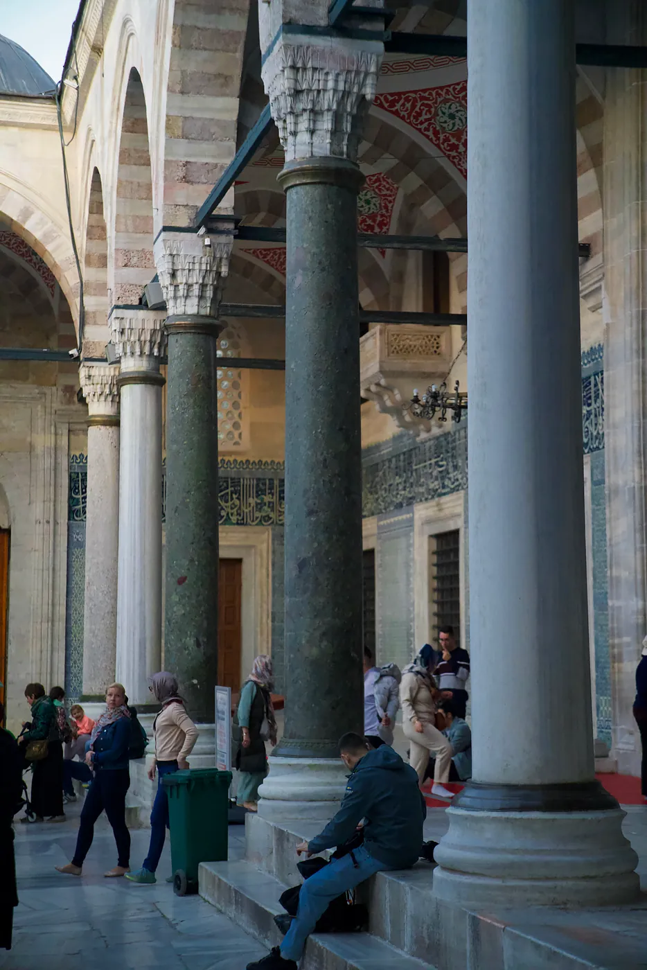 Columns that surround the edges the New Mosque's courtyard.