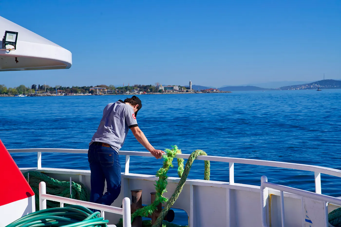 A ferry worker taking a break.