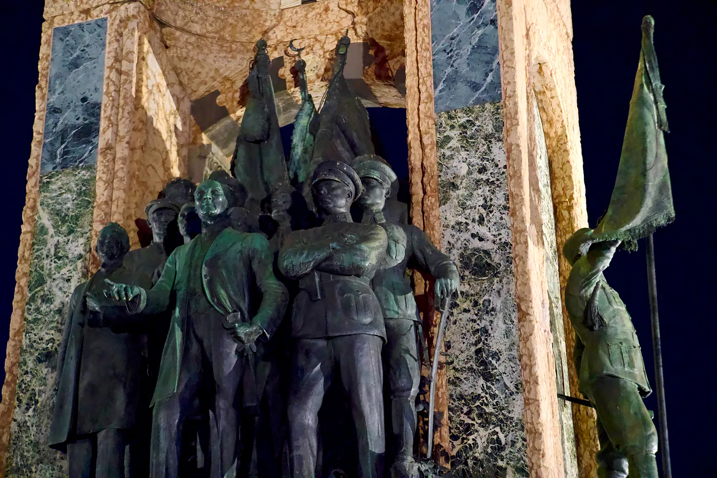 The Republic Monument at Taksim's core, which illustrates the founding of the Turkish nation.